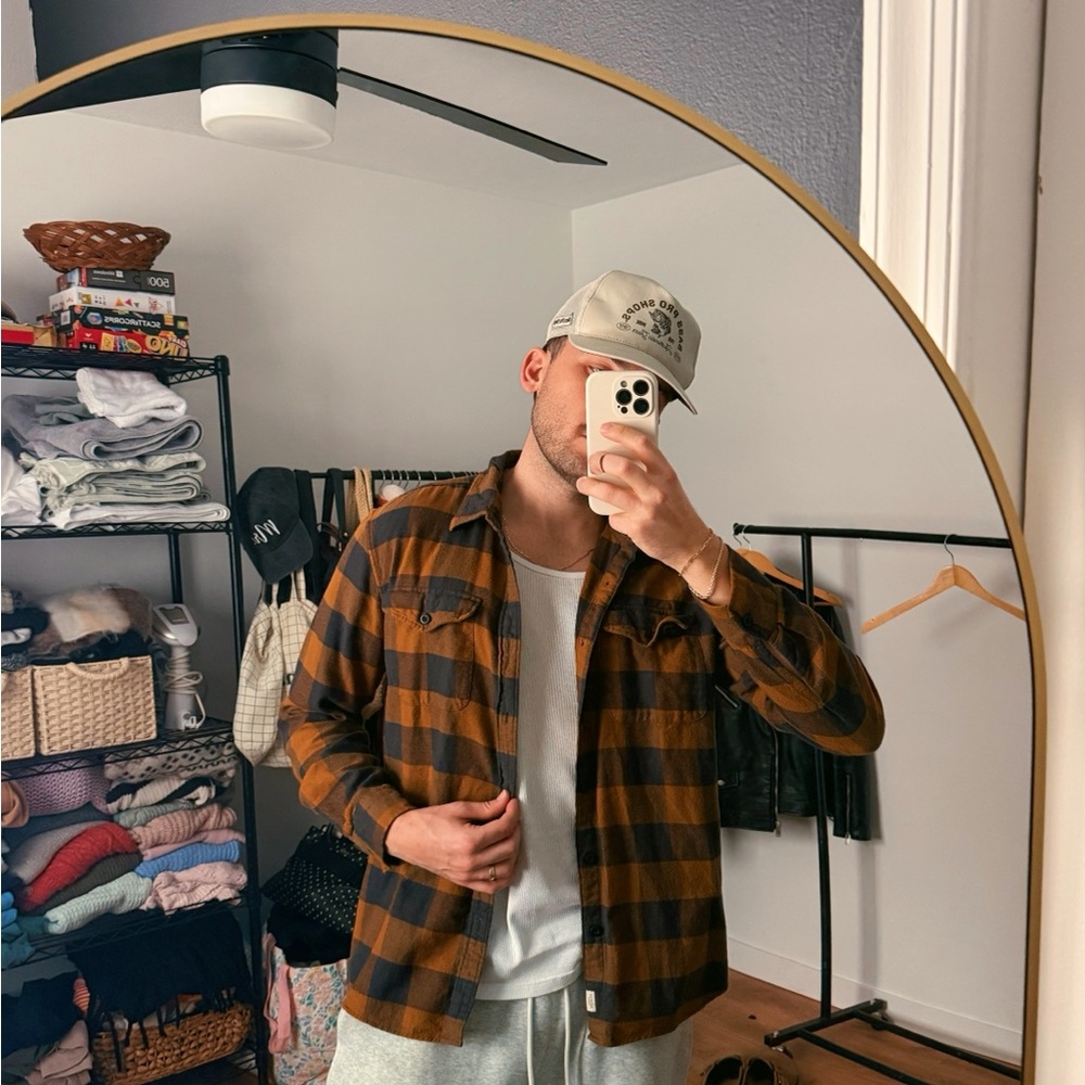American Eagle Outfitters Brown and Black Plaid Shirt